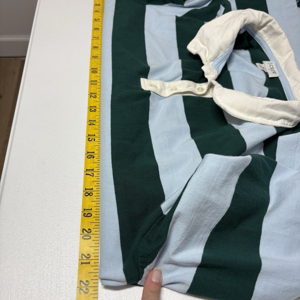 J Crew Womens Rugby Polo Shirt Size XL Blue Green Cotton Academia Classic Preppy - Picture 6 of 7